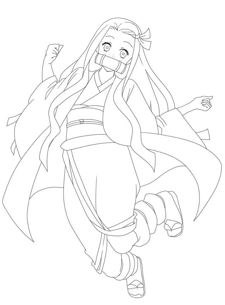 Desenhos para colorir de Nezuko Demon Slayer danças - Desenhos para colorir  grátis para imprimir